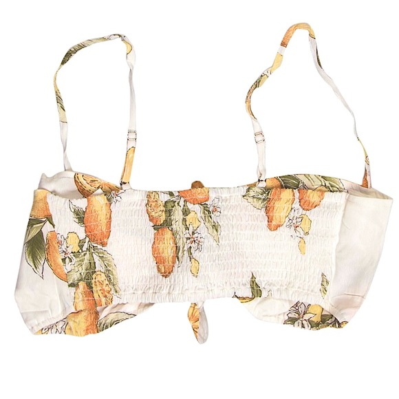 🌷NWT!🌷For Love & Lemons White and Yellow Floral Print Crop Top Size Small - Picture 2 of 5